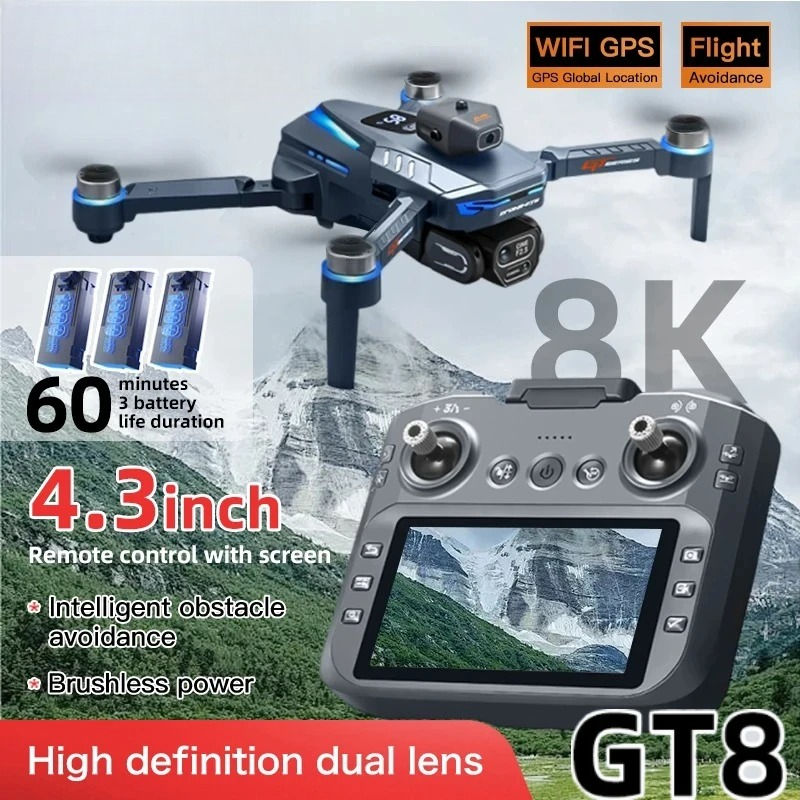 Fpv Brushless Rc Drone 4K - 오리지널 GT8 드론 8K 전문가용 듀얼