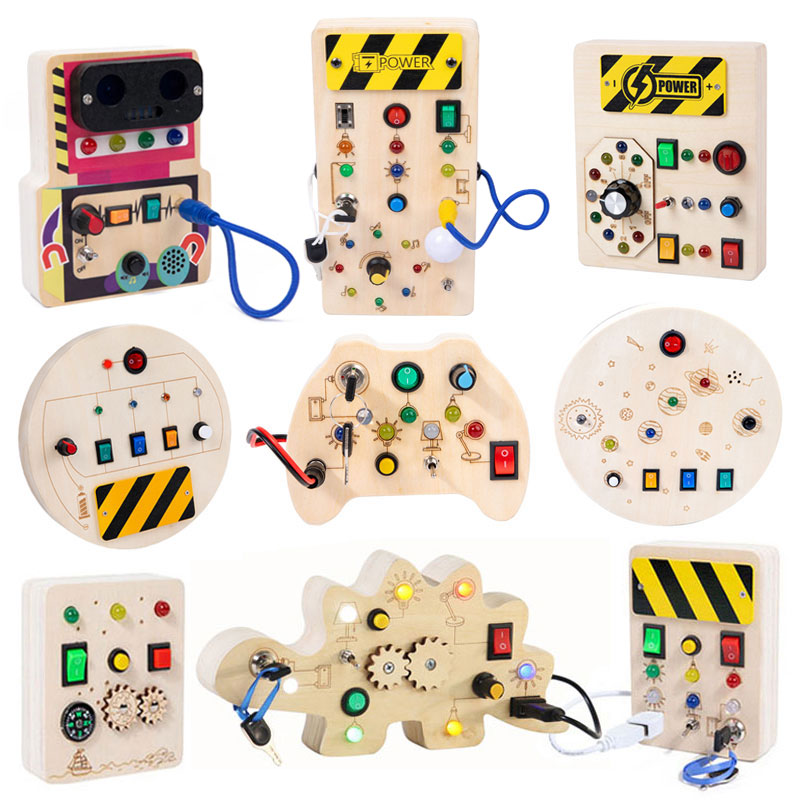 Montessori Wooden Busy Board Toddler - 몬테소리 비지 보드 감각 장난감, 나무