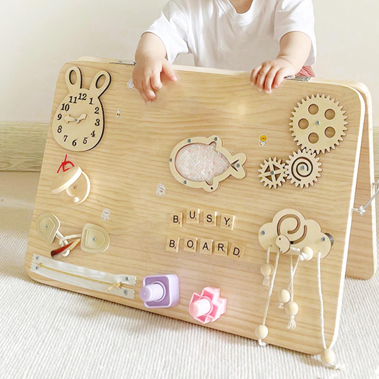 Montessori Wooden Busy Board Toddler - 나무 몬테소리 비지보드 퍼즐 감각 훈련
