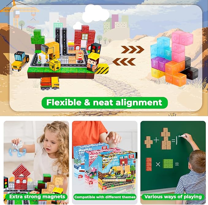 100PCS 자석 블록, 자석 빌딩 블록 유아용 자석  - Magnetic Building Tiles Set 100Pcs 리뷰 및 가격