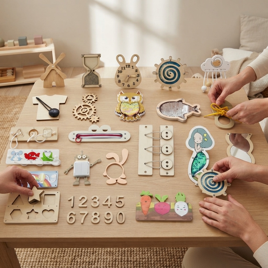 핫 바이시 보드 몬테소리 나무 퍼즐 DIY 활동 도어락 - Montessori Wooden Busy Board Toddler 리뷰 및 가격