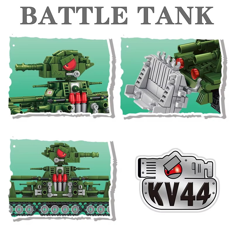 탱크 세계 만화 모델 빌딩 블록 세트 KV44 칼 몬스 - Lego Compatible Military Tank 리뷰 및 가격