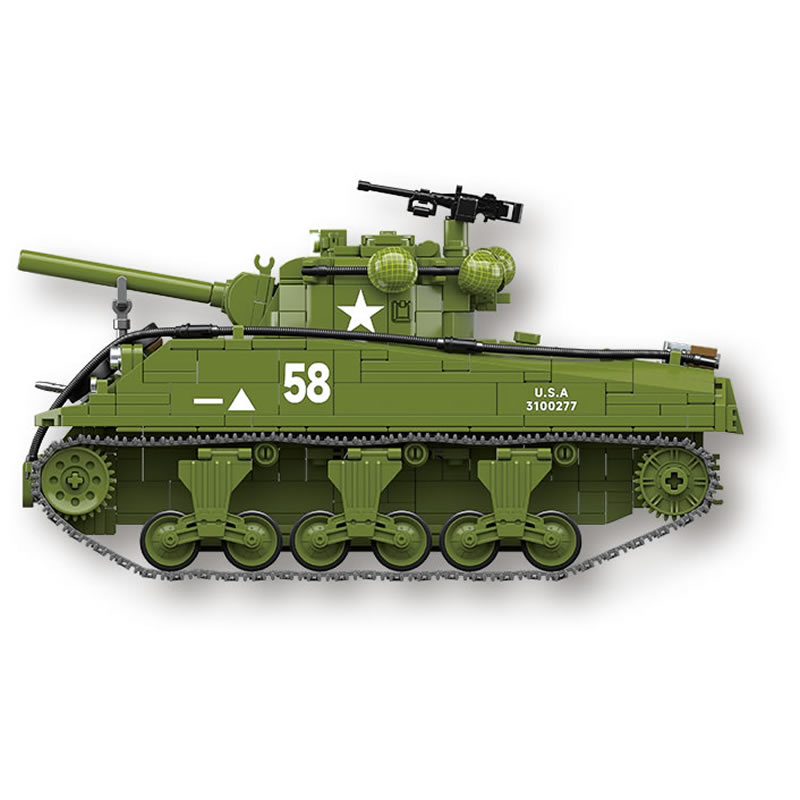 새로운 세계 대전 II 군사 무기 M4A3 셔먼 중간  - Lego Compatible Military Tank 리뷰 및 가격