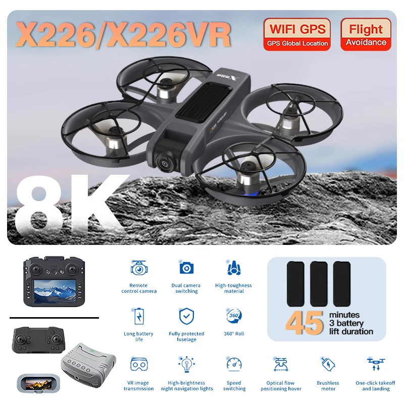 오리지널 X226/X226VR GPS 접이식 드론 8K - Fpv Brushless Rc Drone 4K 리뷰 및 가격
