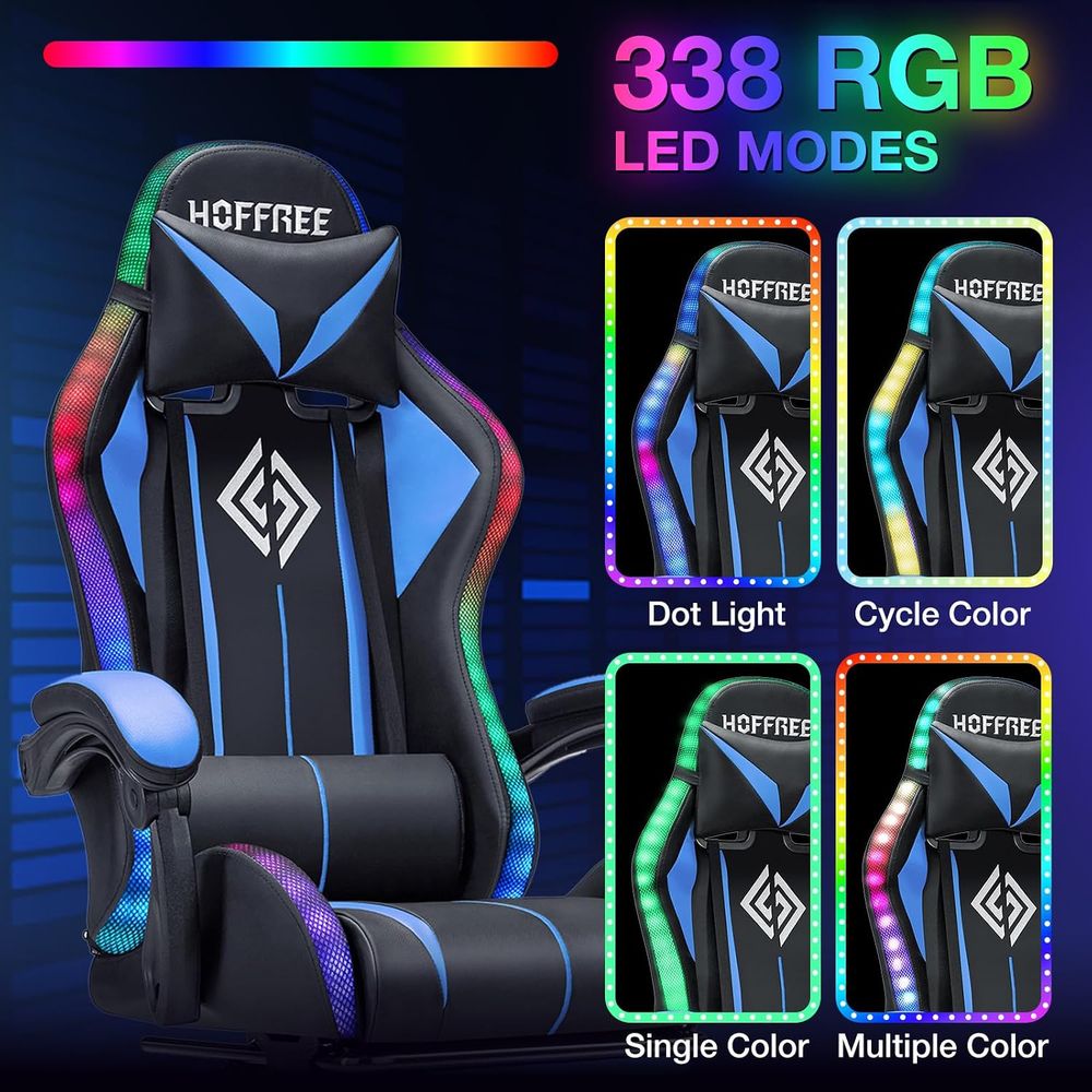 마사지 기능이 있는 LED 게이밍 의자 RGB 조명 컴 - Video Games 리뷰 및 가격