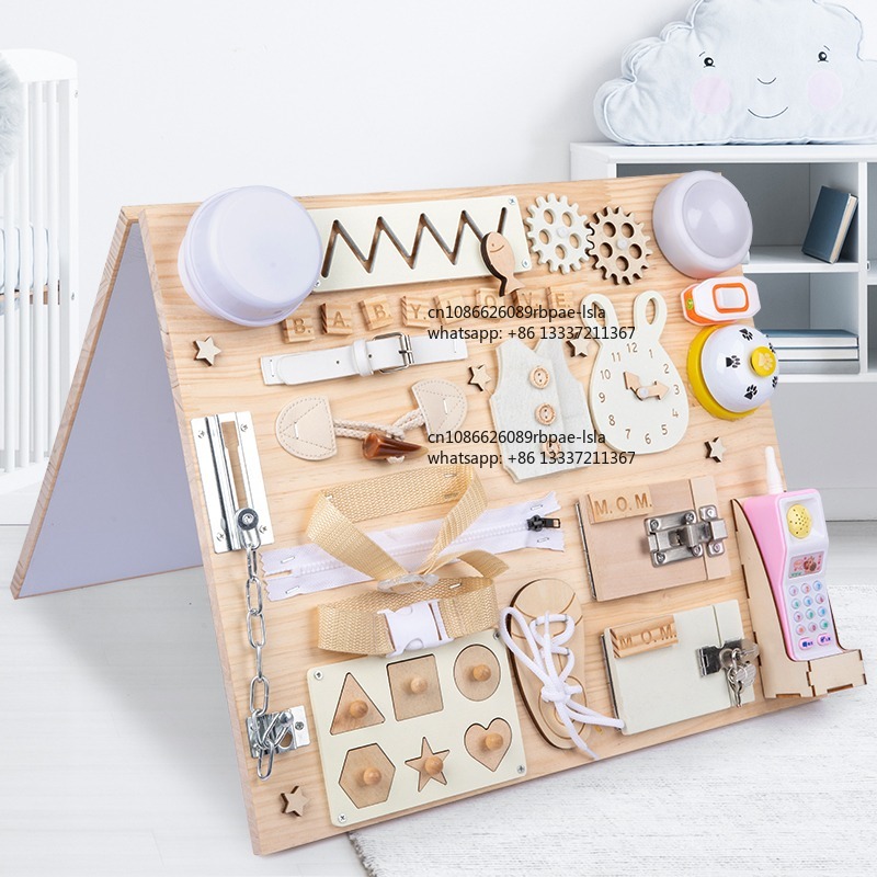 몬테소리 비지보드 나무 감각 활동 장난감 아기 유아 어 - Montessori Wooden Busy Board Toddler 리뷰 및 가격